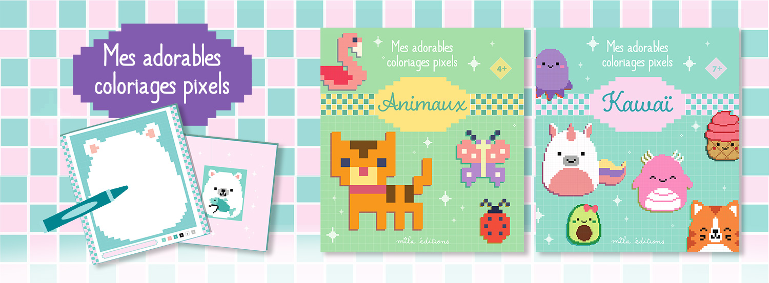 Mes adorables coloriages pixels : Animaux et Kawaï
